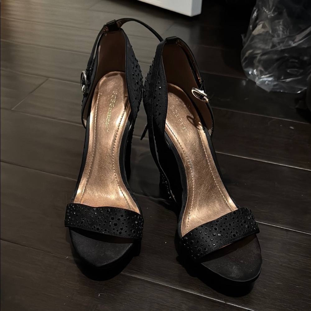 BCBG Black Wedges with Ankle Strap